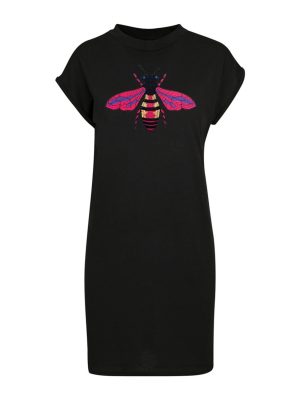 Pinned By K T-Shirt Dress Big Fuchsia Bee Black
