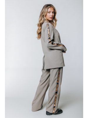 Rus Logo Tape Check Straight Pants Brown-Colourful Rebel