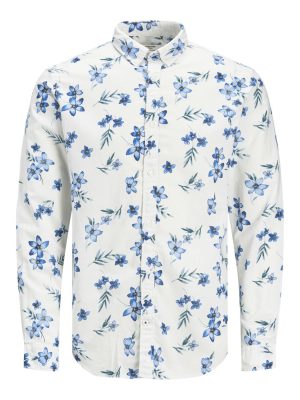Jack & Jones blouse summer print  gebloemt blauw/wit